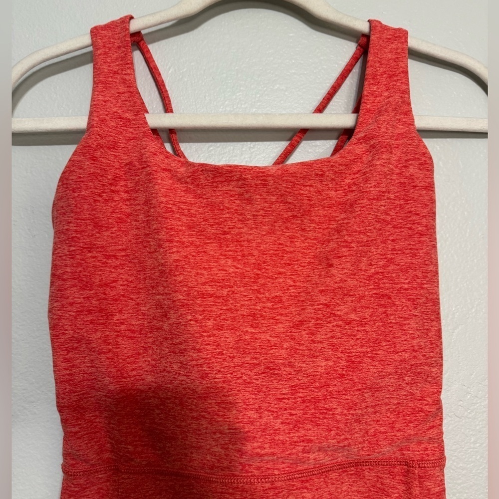 CALIA by Carrie Underwood Lustralux 5" Scoop Neck Bodysuit in Coral Heather - Picture 5 of 7
